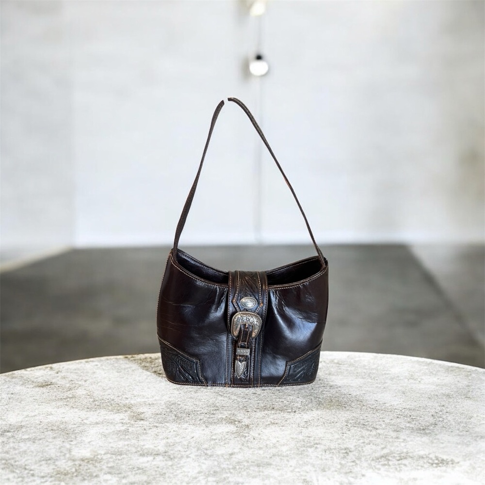 American West Brown Leather Shoulder Bag - Picture 3 of 13